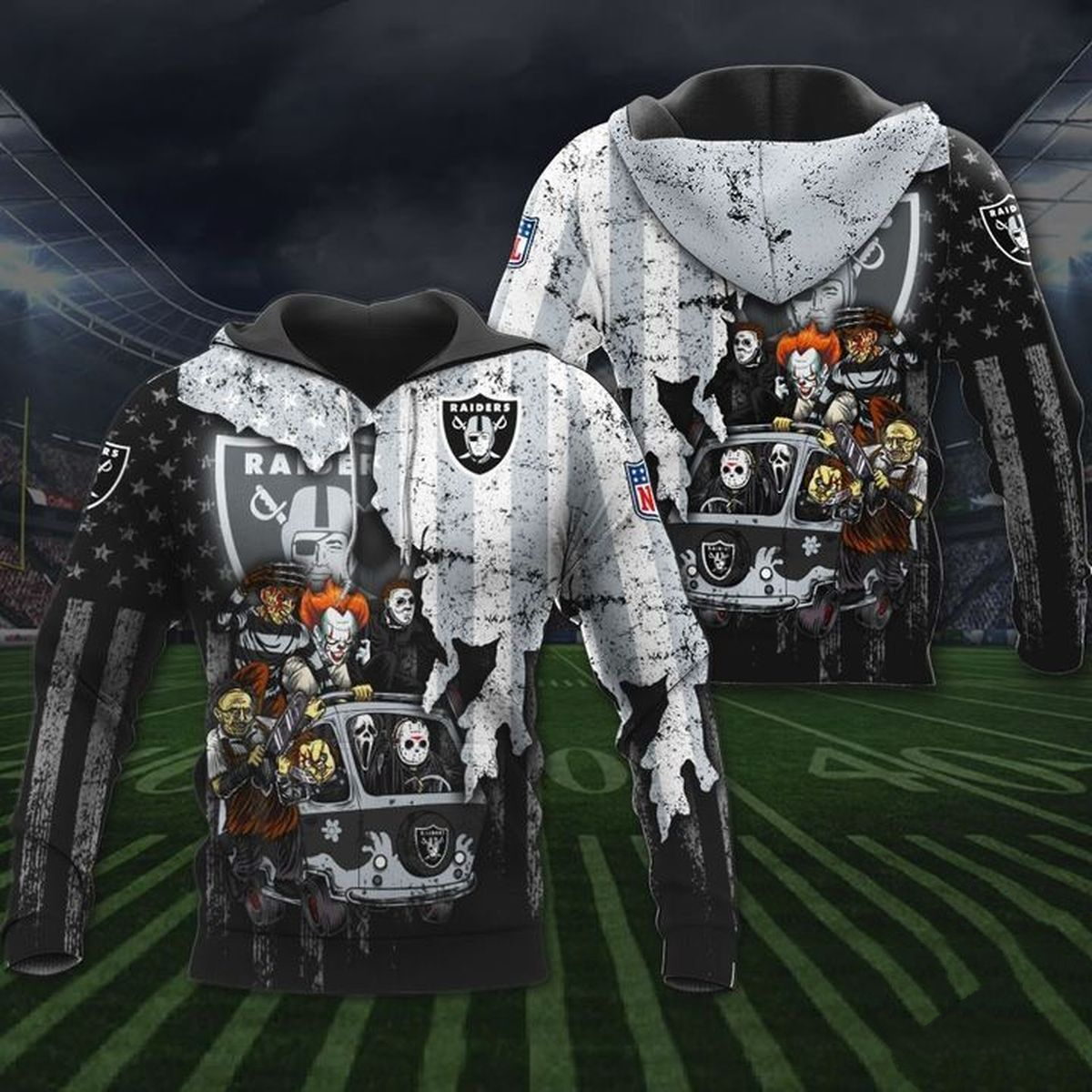 LAS VEGAS RAIDERS 3D HOODIE SKULL103