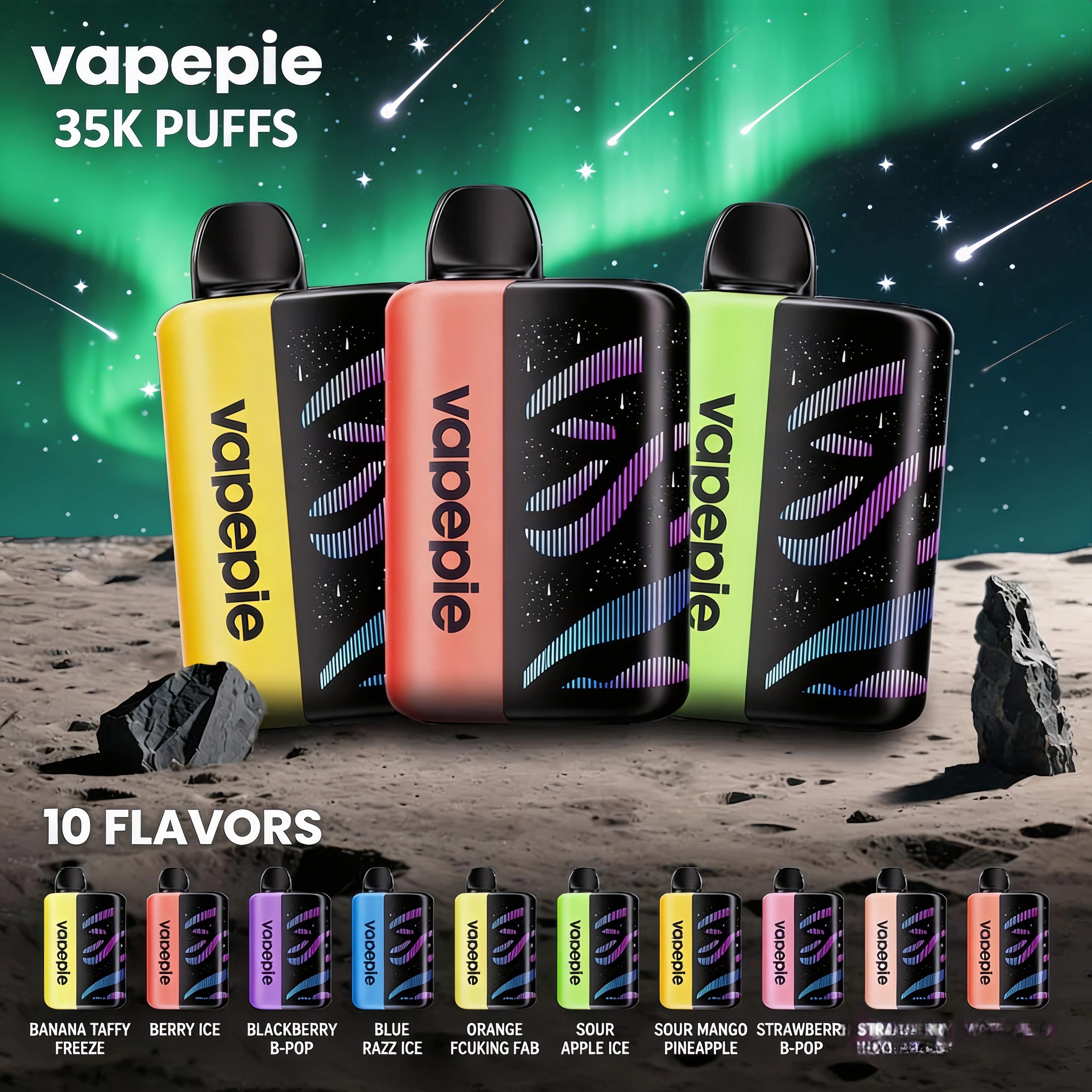 VAPEPIE 35000 3D Curved Ultra HD Screen with Real-Time Battery and E-Liquid Display, Transparent Tank Design for Maximum Visibility