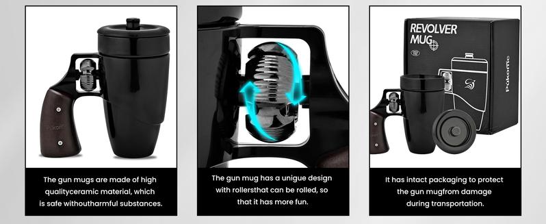 🔥LAST DAY 49% OFF - Gun Handle Coffee Mug with Rotatable Wooden Handle Gift Boxes