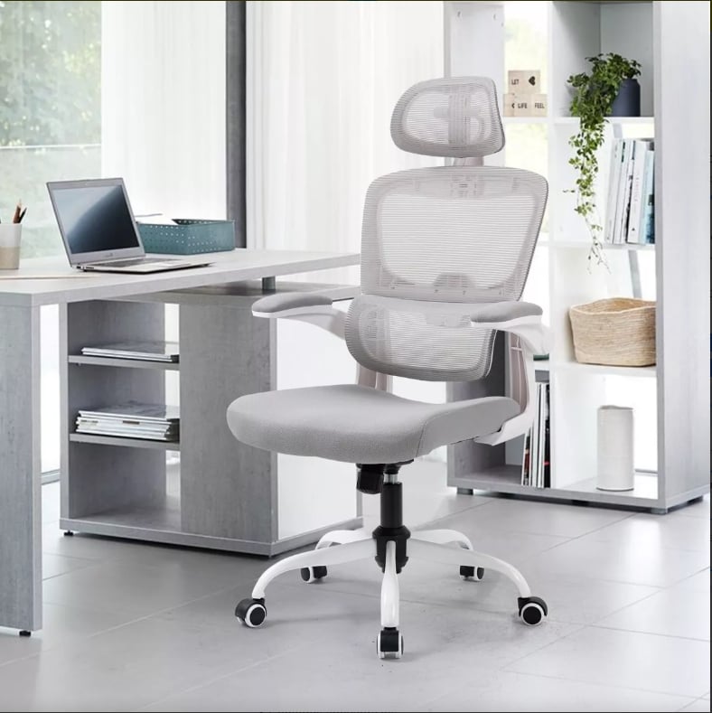 Silla de oficina ergonómica - estilo moderno con reposacabezas y reposabrazos regulables y respaldo regulable