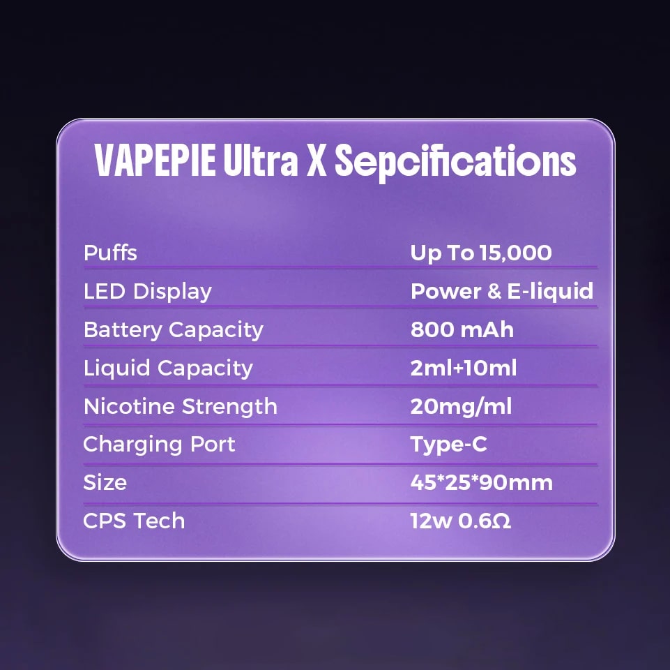 VAPEPIE UltraX 15000 Puffs  - Refillable & Replaceable Pods for Endless Customization
