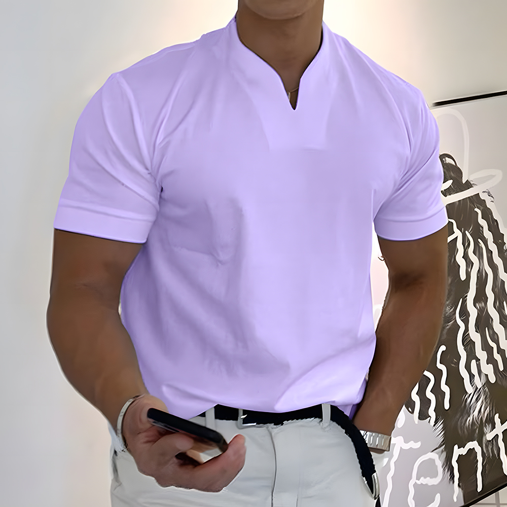 Castillotigo™ Camiseta informal de negocios de lino y algodón para hombre