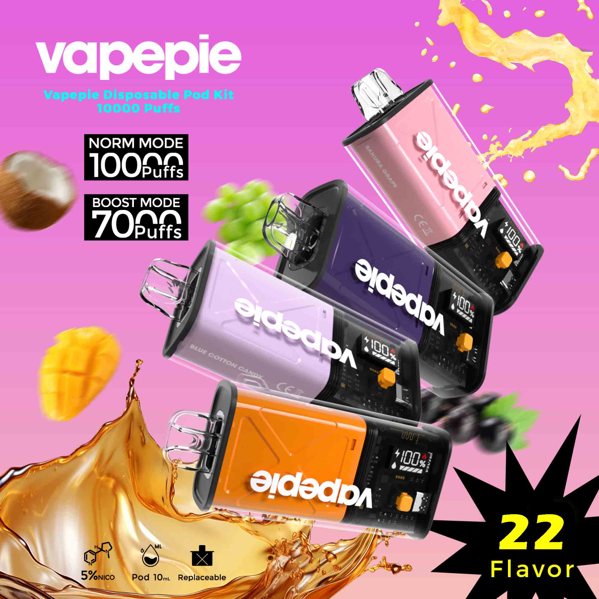 Vapepie Disposable Pod Kit 10000 Puffs🆕Available in 22 flavors🆕