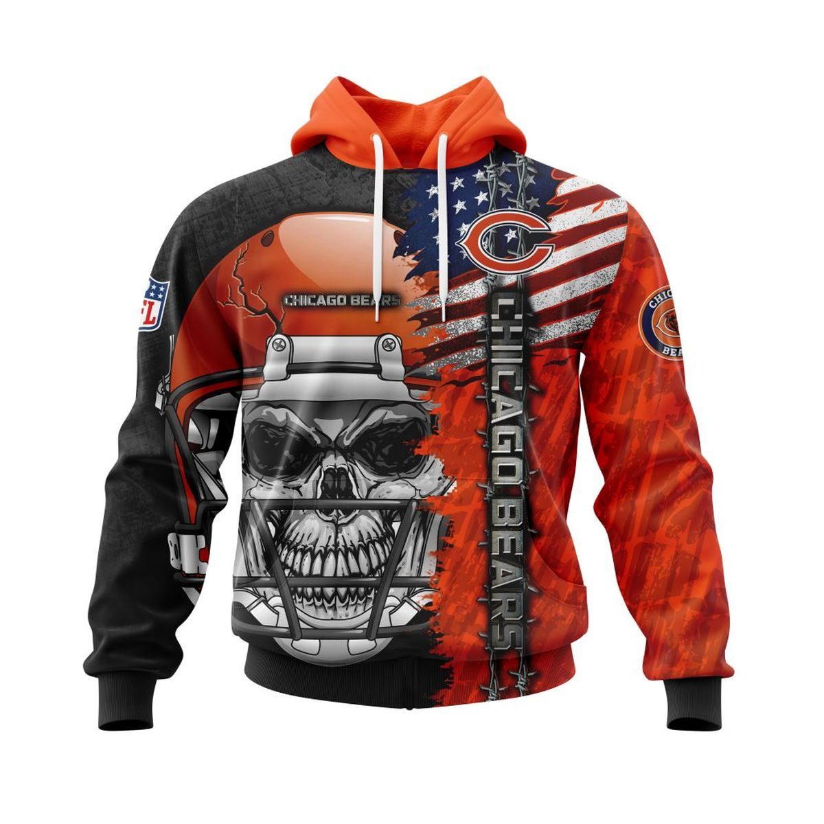 CHICAGO BEARS 3D HOODIE SKULL0803