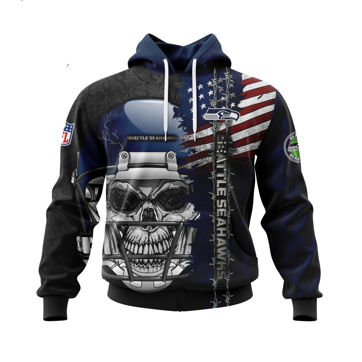 SEATTLE SEAHAWKS 3D HOODIE SKULL0803