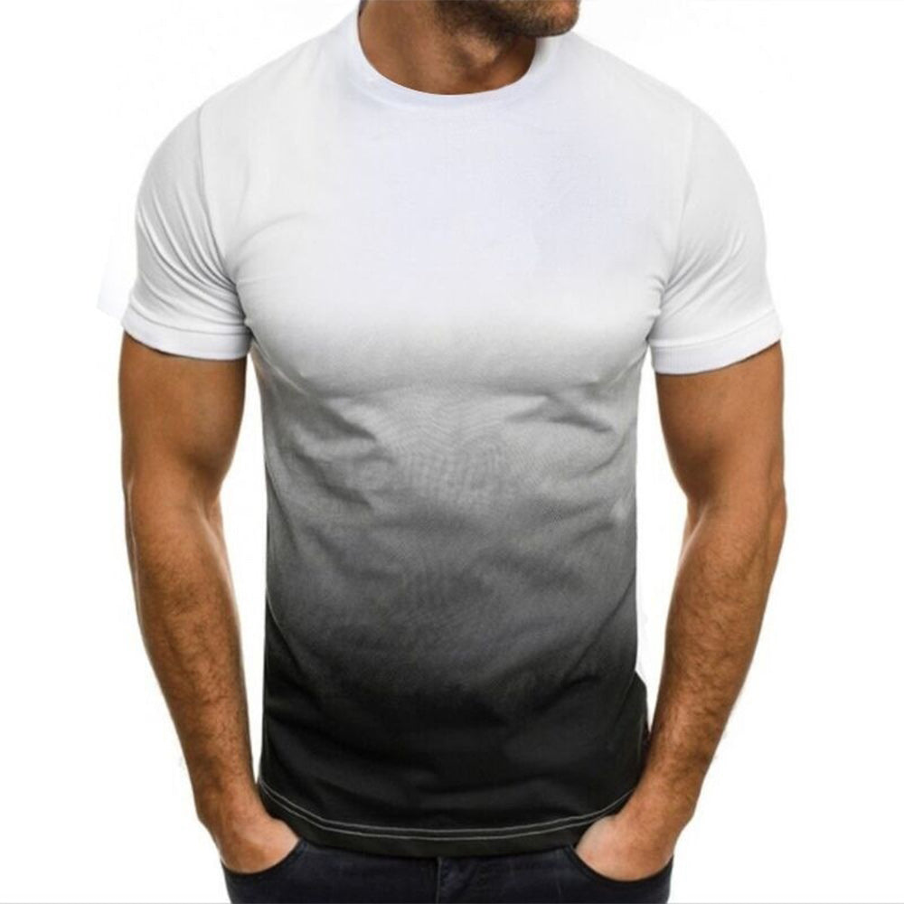 Castillotigo™ Camiseta de cuello redondo con degradado deportivo informal de verano para hombre