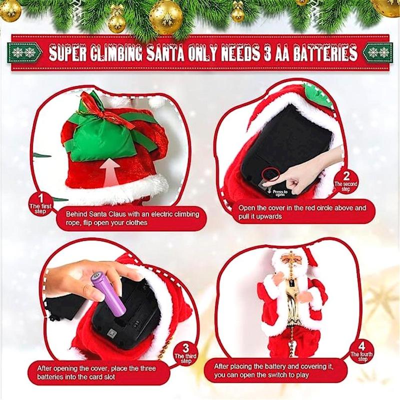 (🔥2024 BEST GIFT TO FAMILY🔥)Electric Chimney Climbing Santa Claus Musical Toys