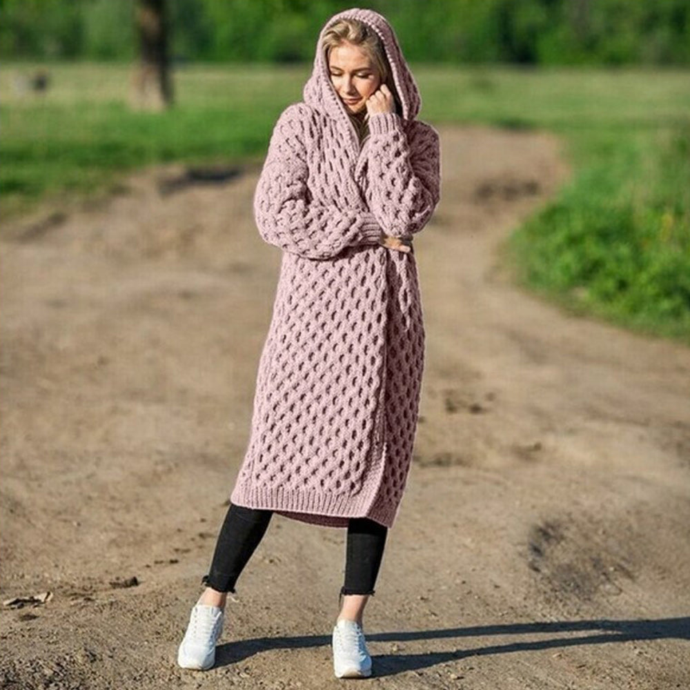 Castillotigo™ Chaqueta de suéter abierta informal de punto largo para mujer