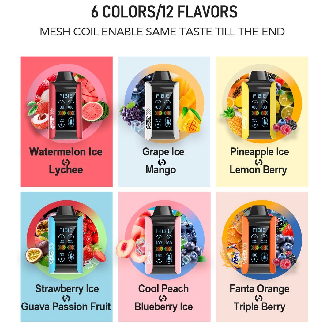 COOL PEACH & BLUEBERRY ICE - FIBIE 15000 Dual Flavors Disposable Vapor Wands(15000 PUFFS)