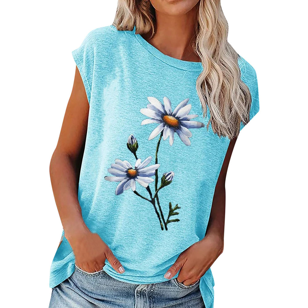 Castillotigo™ Verano girasol cuello redondo manga corta