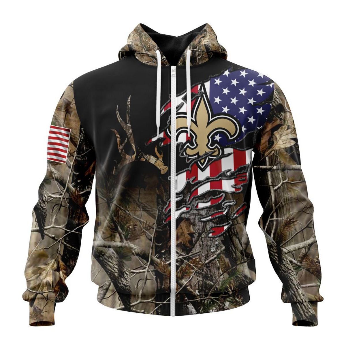 NEW ORLEANS SAINTS 3D HOODIE CAMO REALTREE HUNTING