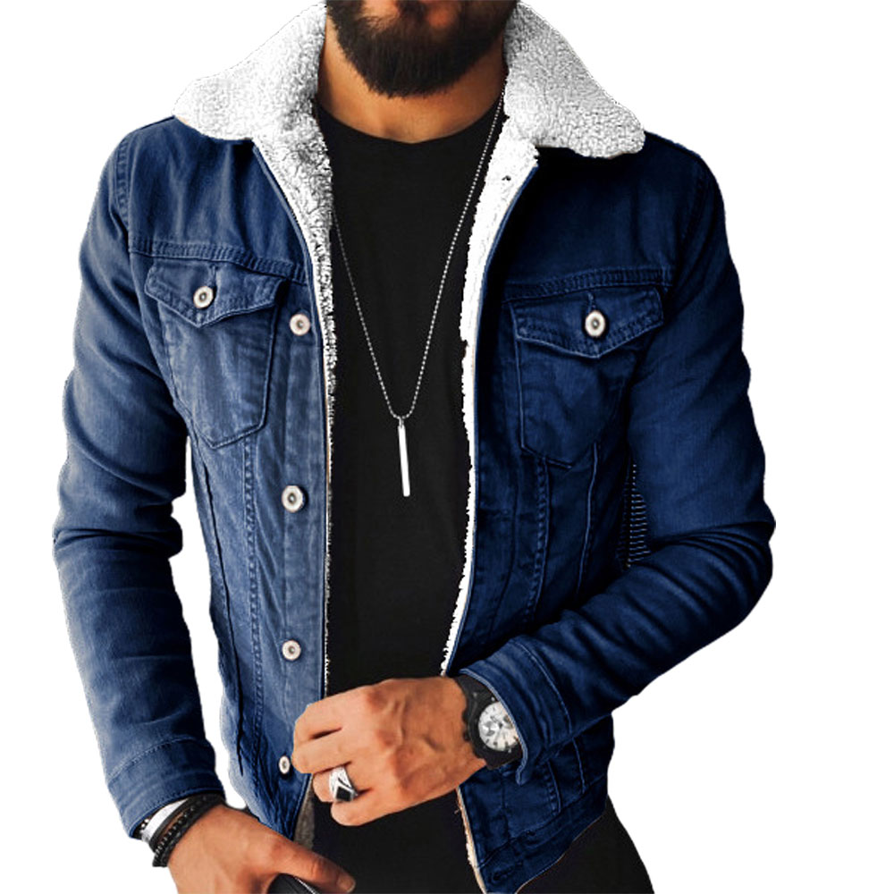 Castillotigo™ Chaqueta vaquera con solapa de sherpa sintético para hombre