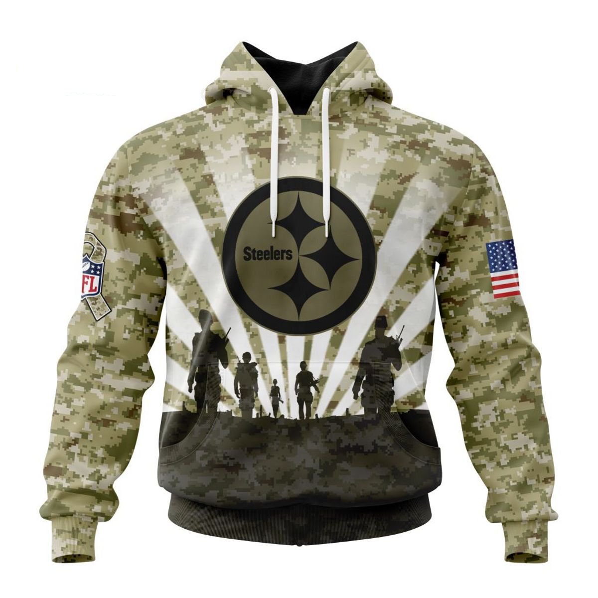 PITTSBURGH STEELERS 3D HOODIE HONOR VETERANS