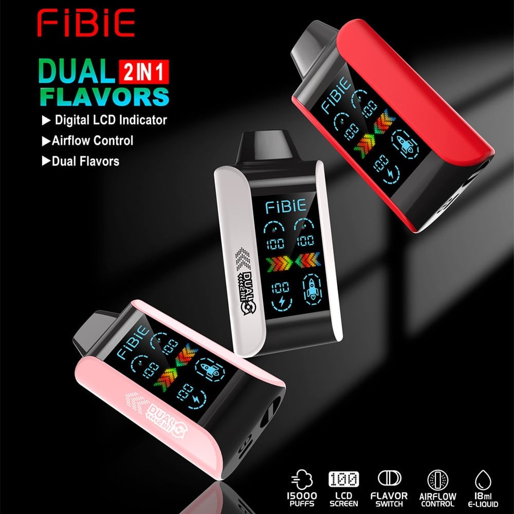 FIBIE 15000 PUFFS Dual Flavors Disposable Vapor Wands(15000 PUFFS) - WATERMELON ICE & LYCHEE