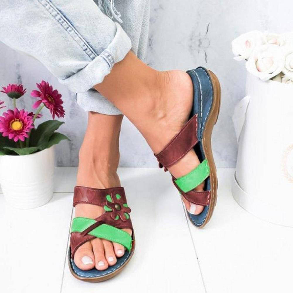 Castillotigo™ 2022 Nuevas sandalias con bloques de colores de flores para mujer