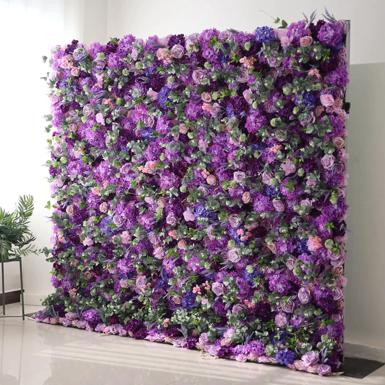 🌸Muro de flores de tela enrollable hecho a mano (con soporte)