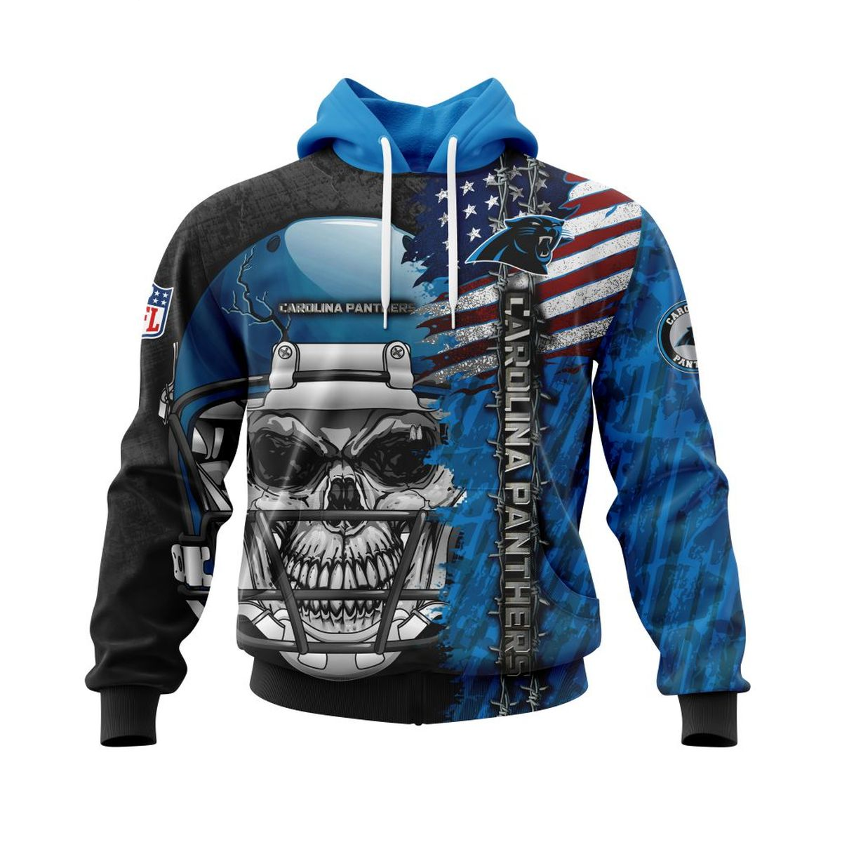 CAROLINA PANTHERS 3D HOODIE SKULL0803