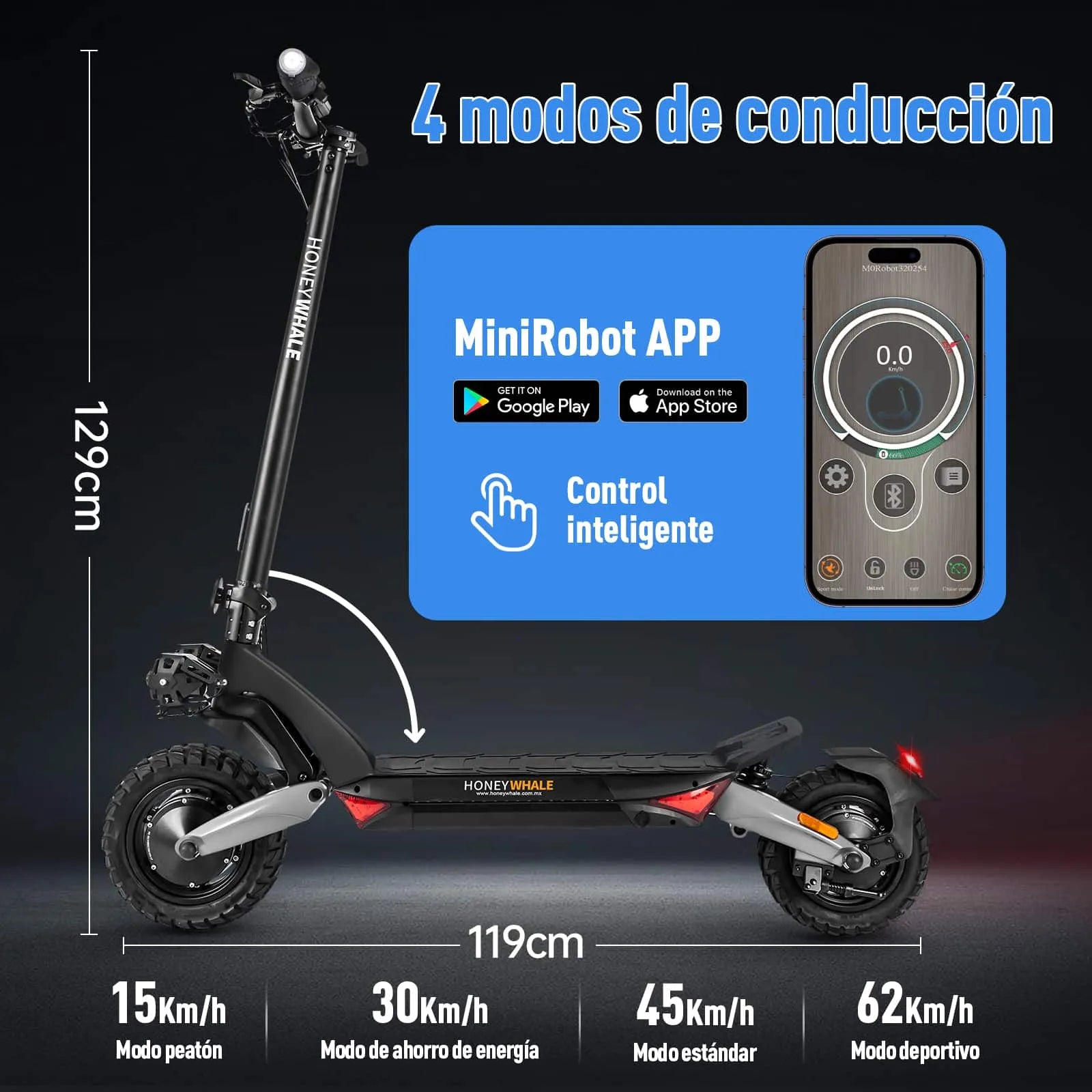 HoneyWhale T8-B: Scooter Eléctrico Plegable para Adultos