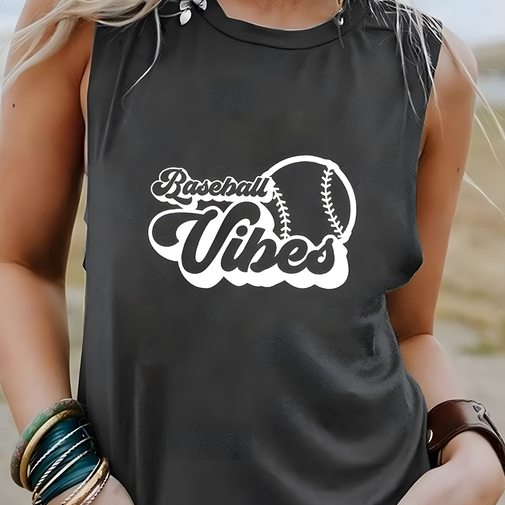 Castillotigo™ Camiseta sin mangas con estampado de béisbol para mujer