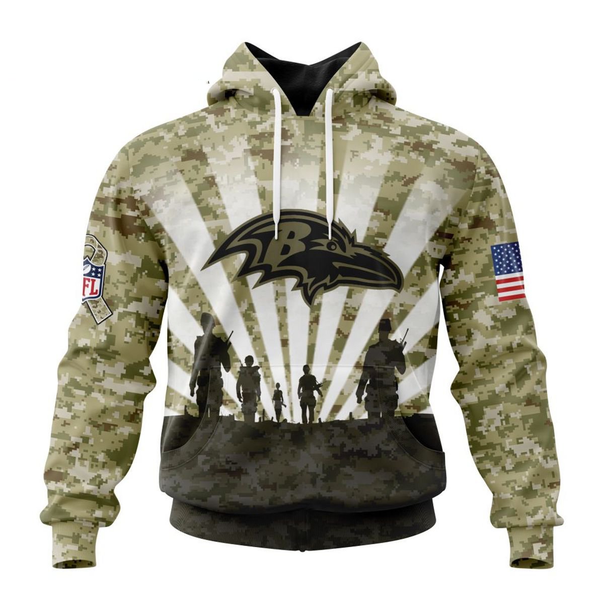 BALTIMORE RAVENS 3D HOODIE HONOR VETERANS