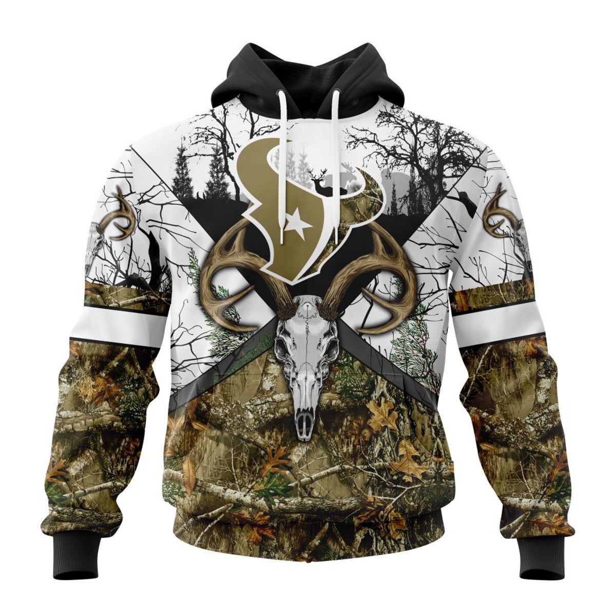 HOUSTON TEXANS DEER SKULL AND FOREST 3D HOODIE