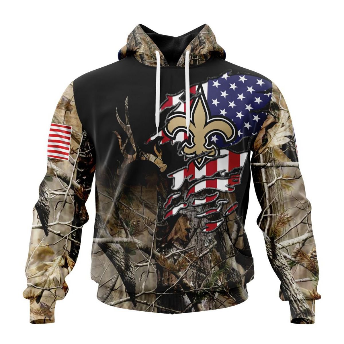NEW ORLEANS SAINTS 3D HOODIE CAMO REALTREE HUNTING