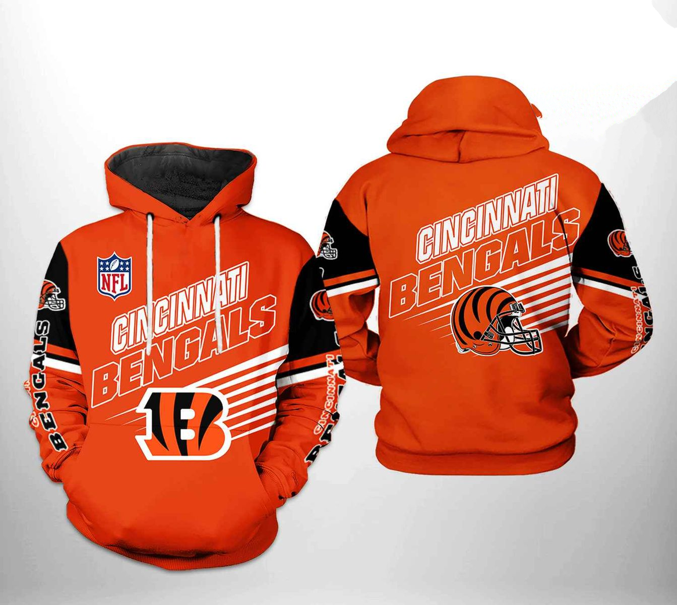 CINCINNATI BENGALS 3D HOODIE SKULL101