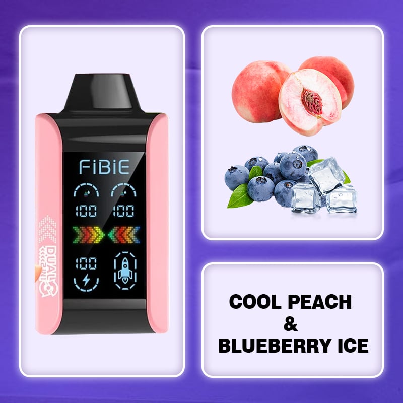 COOL PEACH & BLUEBERRY ICE - FIBIE 15000  PUFFS (Dual Flavors)