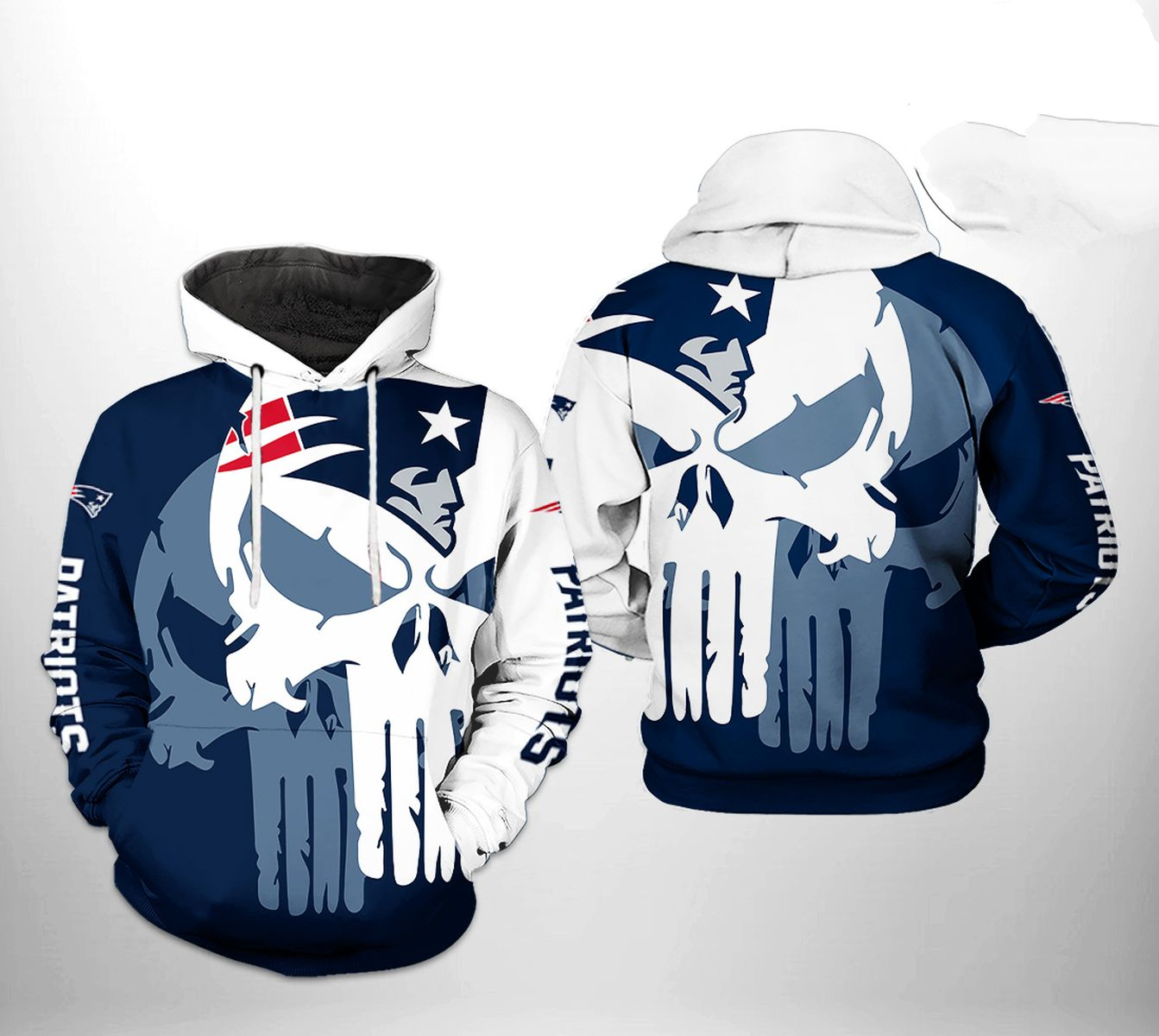 NEW ENGLAND PATRIOTS 3D HOODIE SKULL103