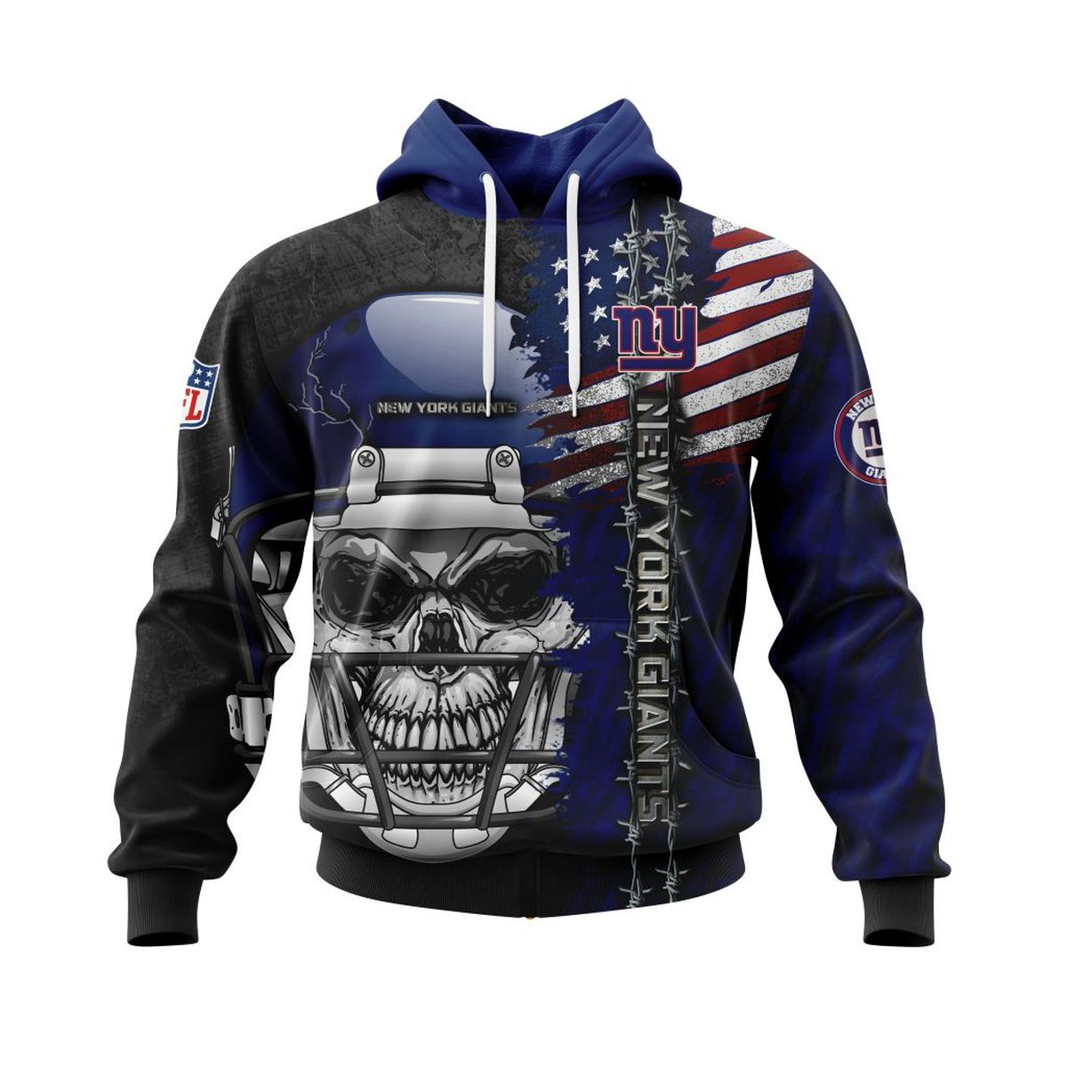 NEW YORK GIANTS 3D HOODIE SKULL0803