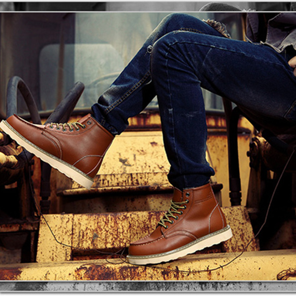 Castillotigo™ Botas de piel de caña alta plus polar para hombre