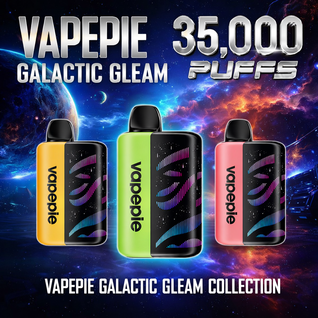 VAPEPIE Galactic Gleam 35.000 tragadas vape descartável – efeitos de brilho impressionantes, grande capacidade