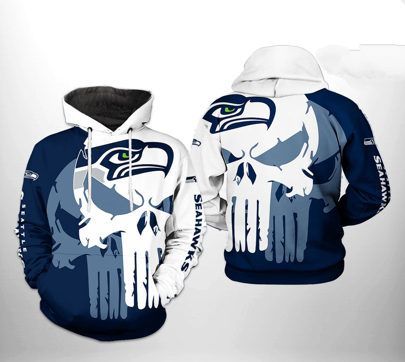 SEATTLE SEAHAWKS 3D HOODIE SKULL106