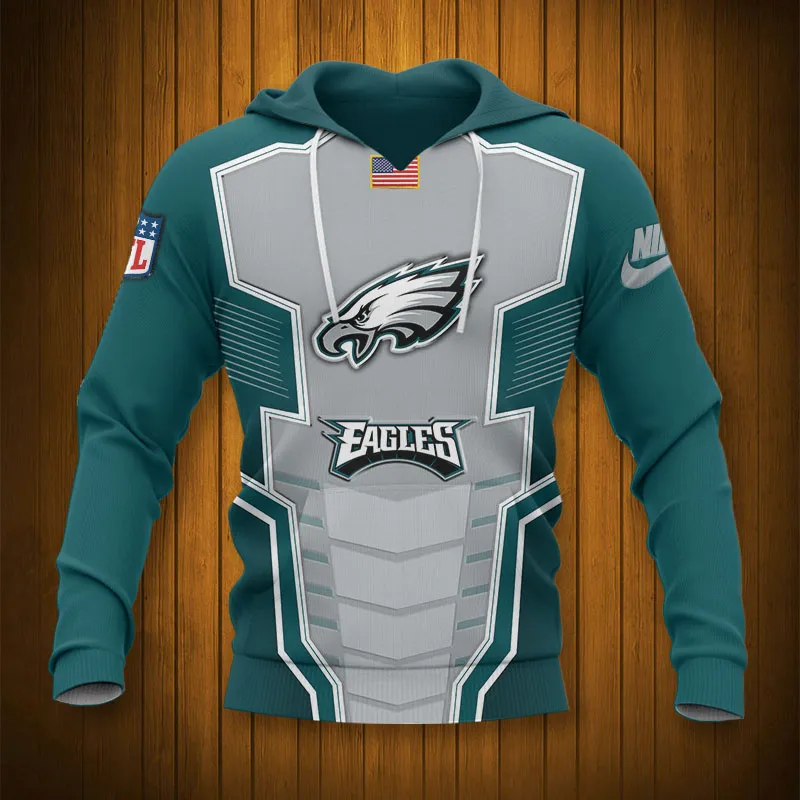 Philadelphia Eagles Military Hoodie 3D Zip Hoodie 3D Zip Hoodie Long Sleeve  New Season - Dingeas