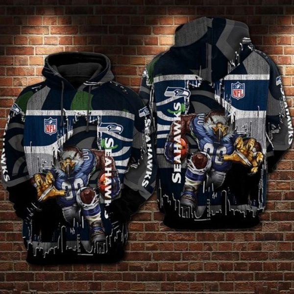 SEATTLE SEAHAWKS 3D HOODIE SKULL 108