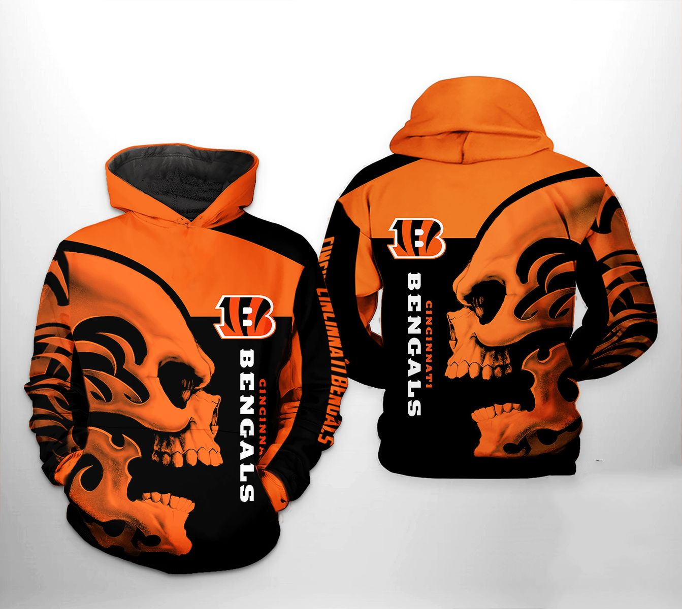 CINCINNATI BENGALS 3D HOODIE SKULL103