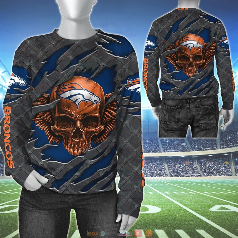 DENVER BRONCOS WINGS SKULL 3D HOODIE