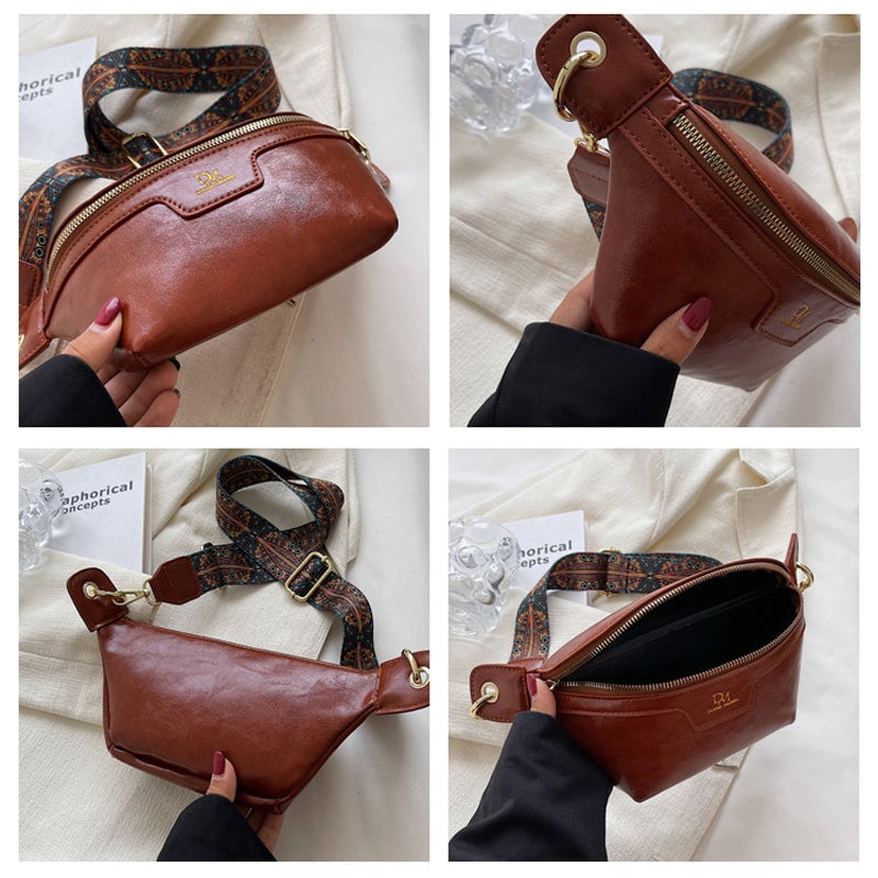 👜Retro Leather Wide Strap Waist Bag