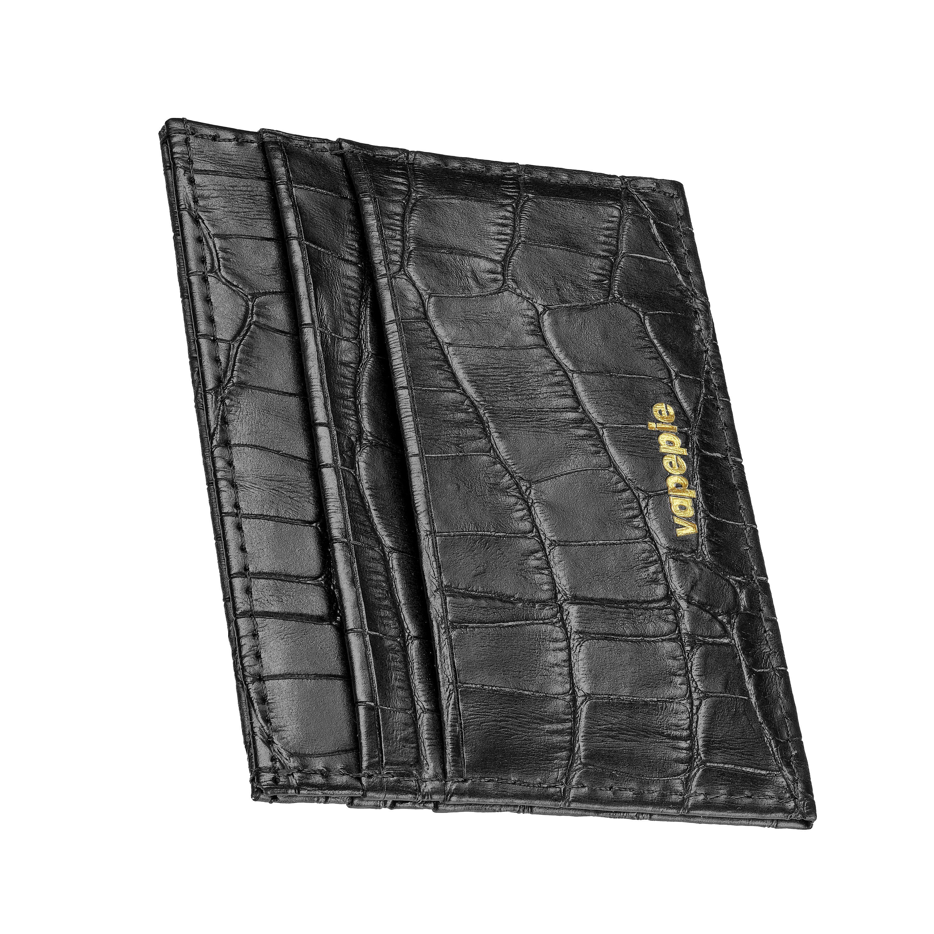 VAPEPIE Crocodile Leather Card Holder – Slim RFID-Blocking Wallet for Men, Minimalist Front Pocket Design with Premium Texture