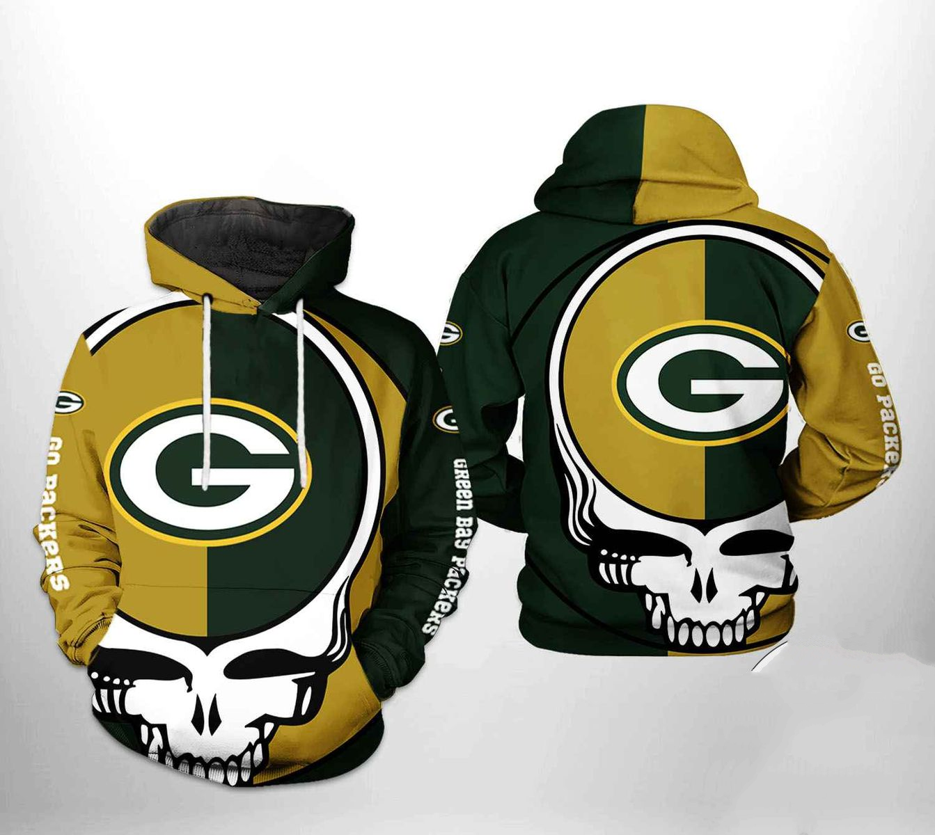 GREEN BAY PACKERS 3D HOODIE SKULL104