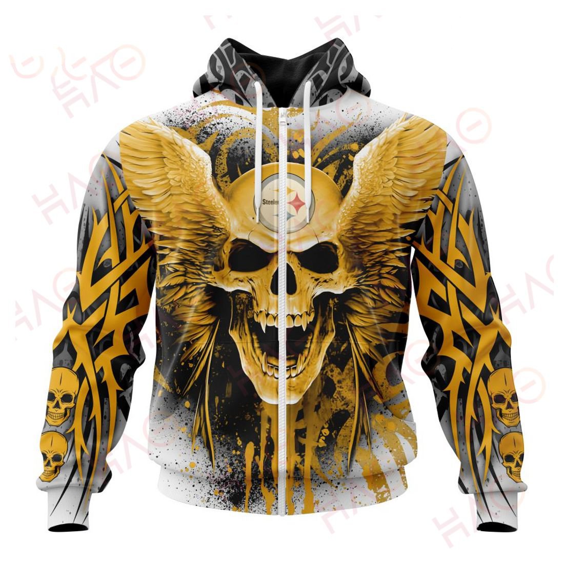 PITTSBURGH STEELERS 3D HOODIE SKULL ART