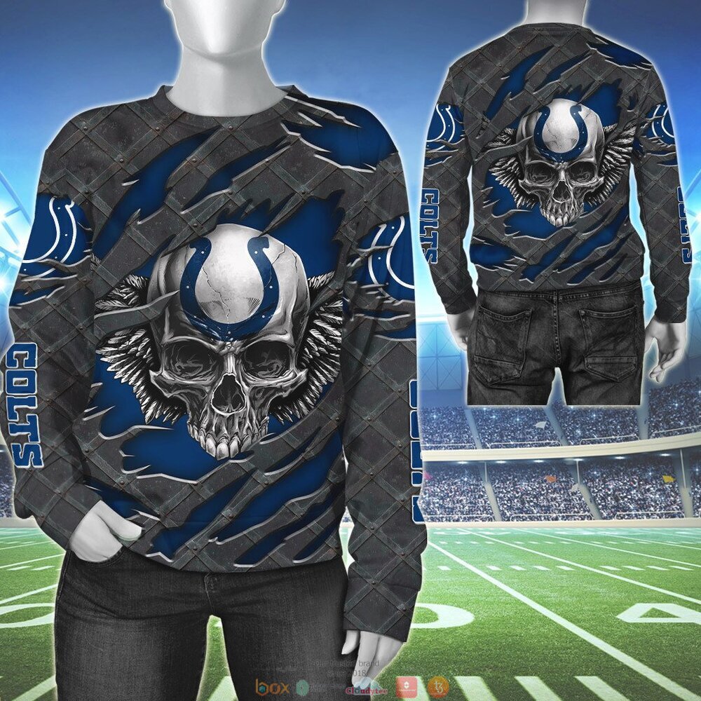 INDIANAPOLIS COLTS WINGS SKULL 3D HOODIE