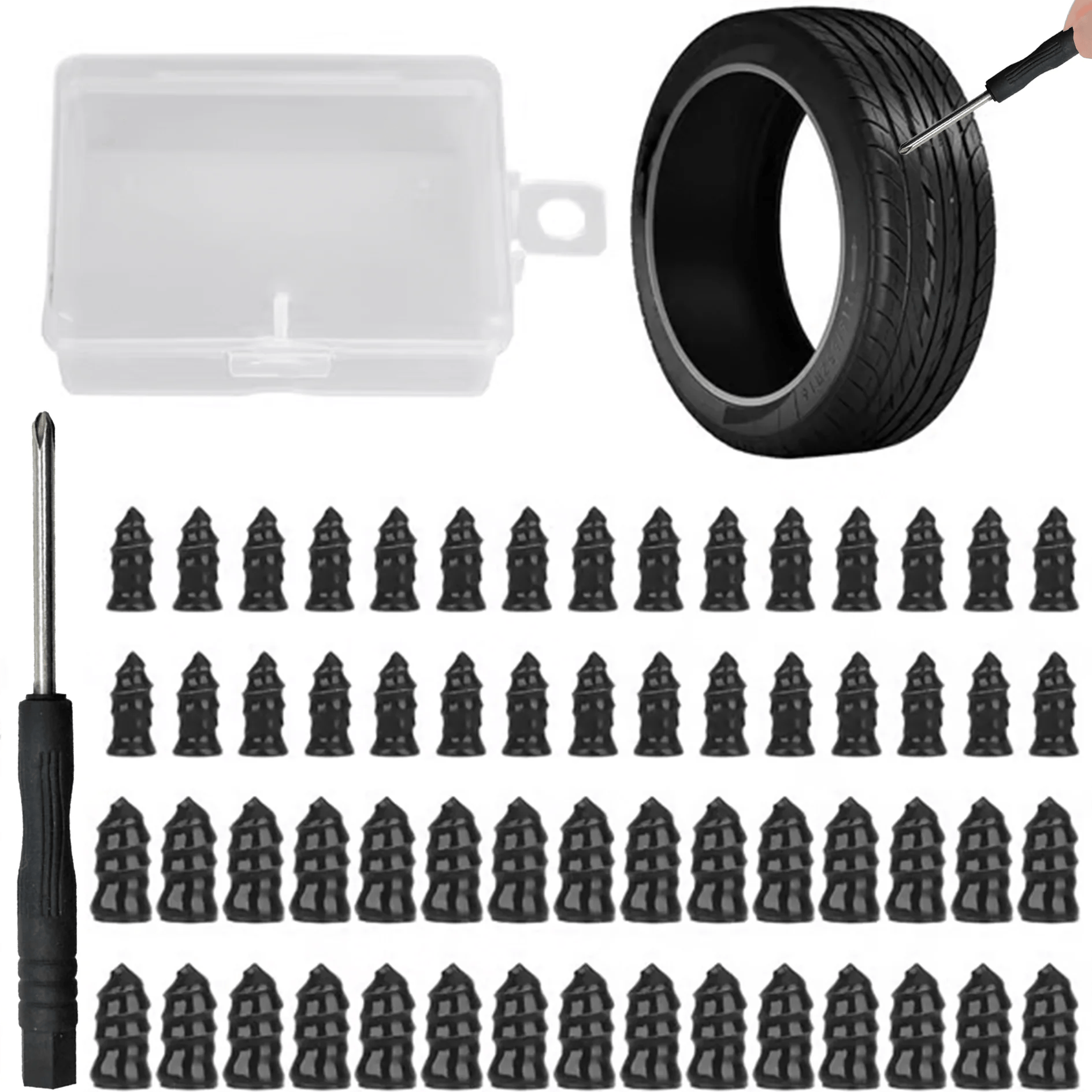🔩60PCS Tire Repair Rubber Nails Kit with 2 Sizes