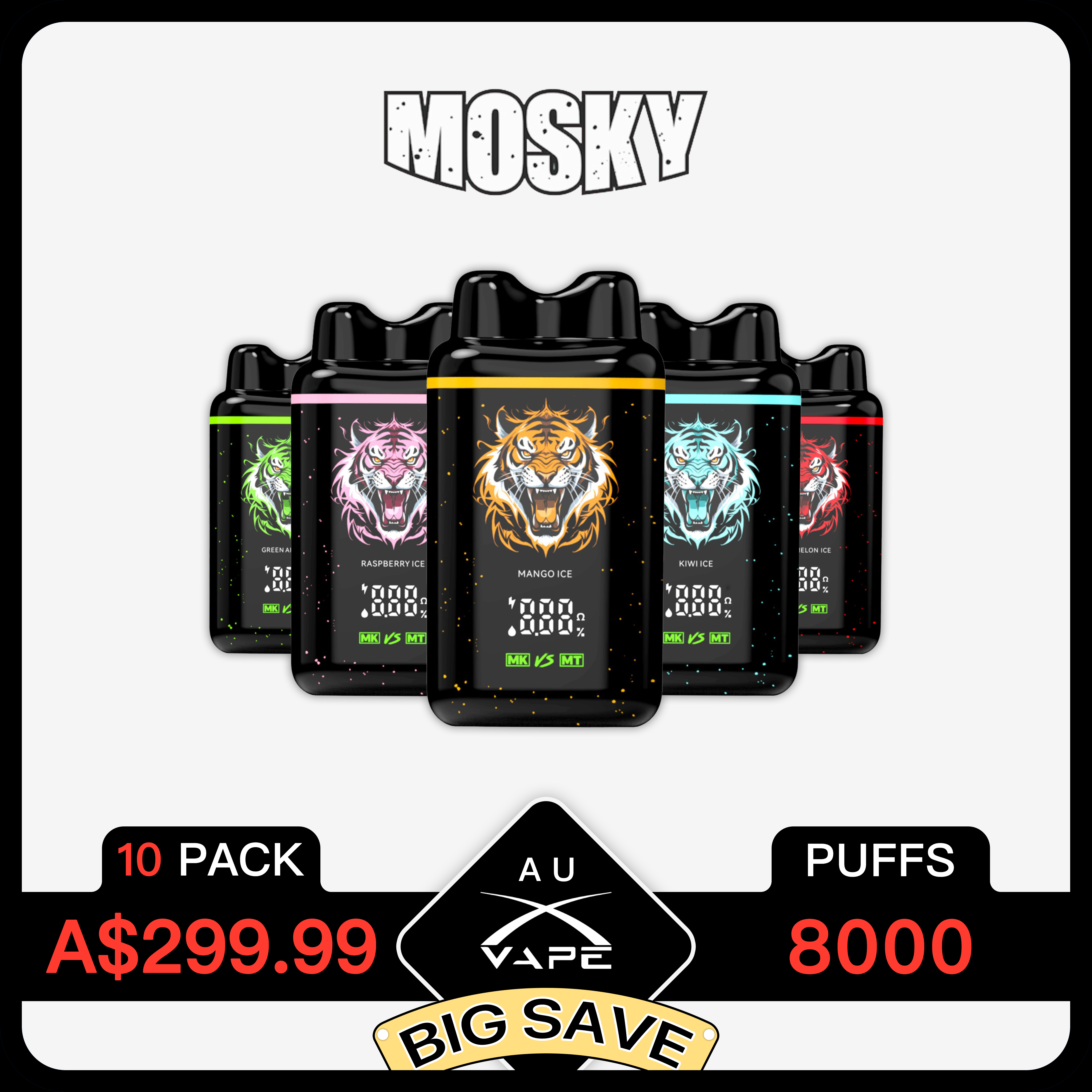 Mosky 8000 Puffs – 10 Pack