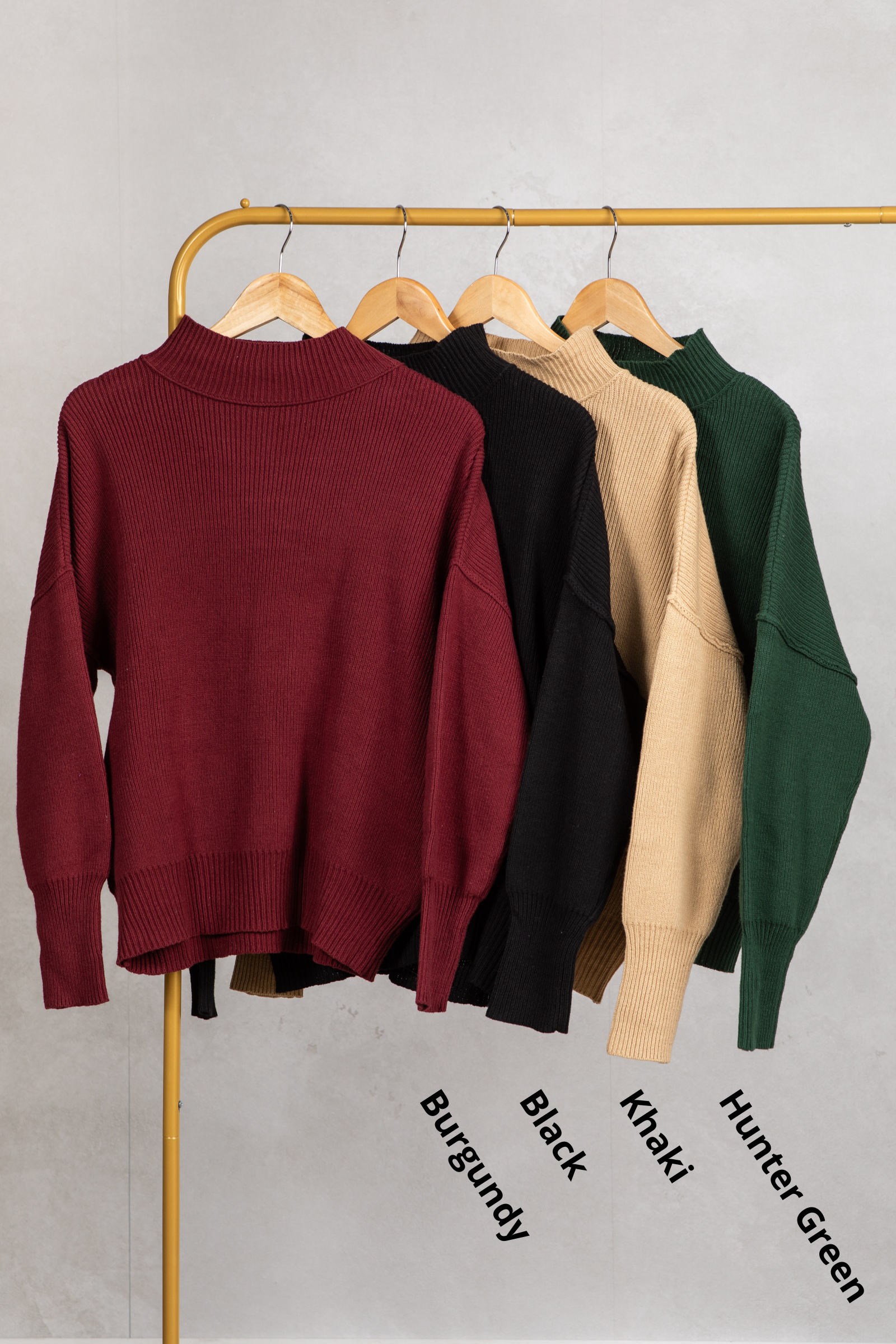 Mock Neck Ribbed Sweater Top