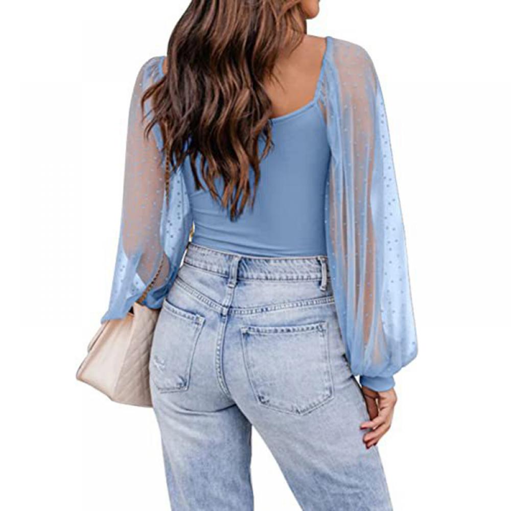 Castillotigo™ Top de retazos con mangas abullonadas de Fashion Perspective