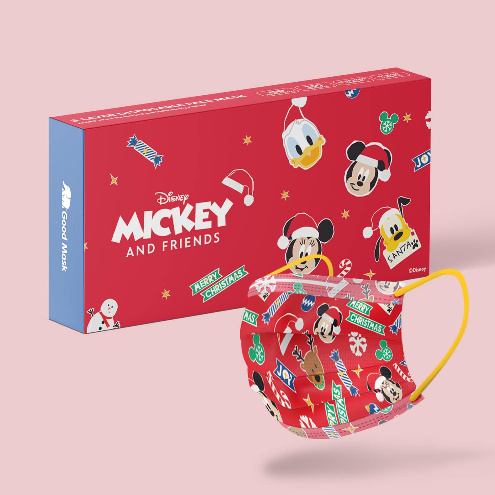 Good Mask Disney成人平面口罩-Mickey Mouse(聖誕系列 It's Christmas!)(10片/盒，獨立包裝)