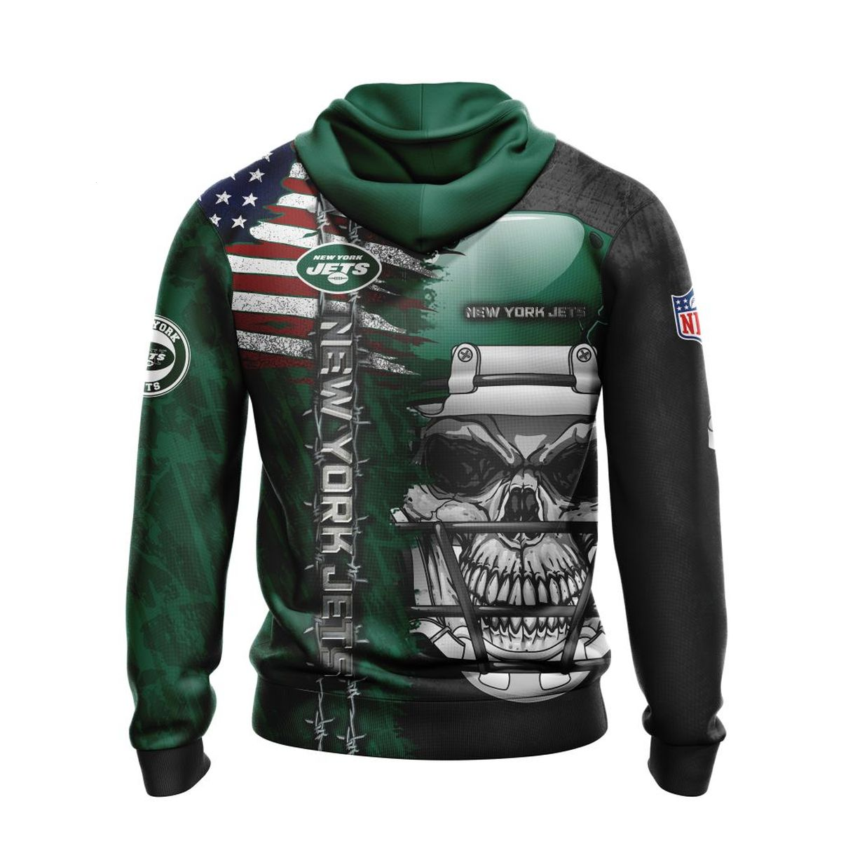 NEW YORK JETS 3D HOODIE SKULL0803
