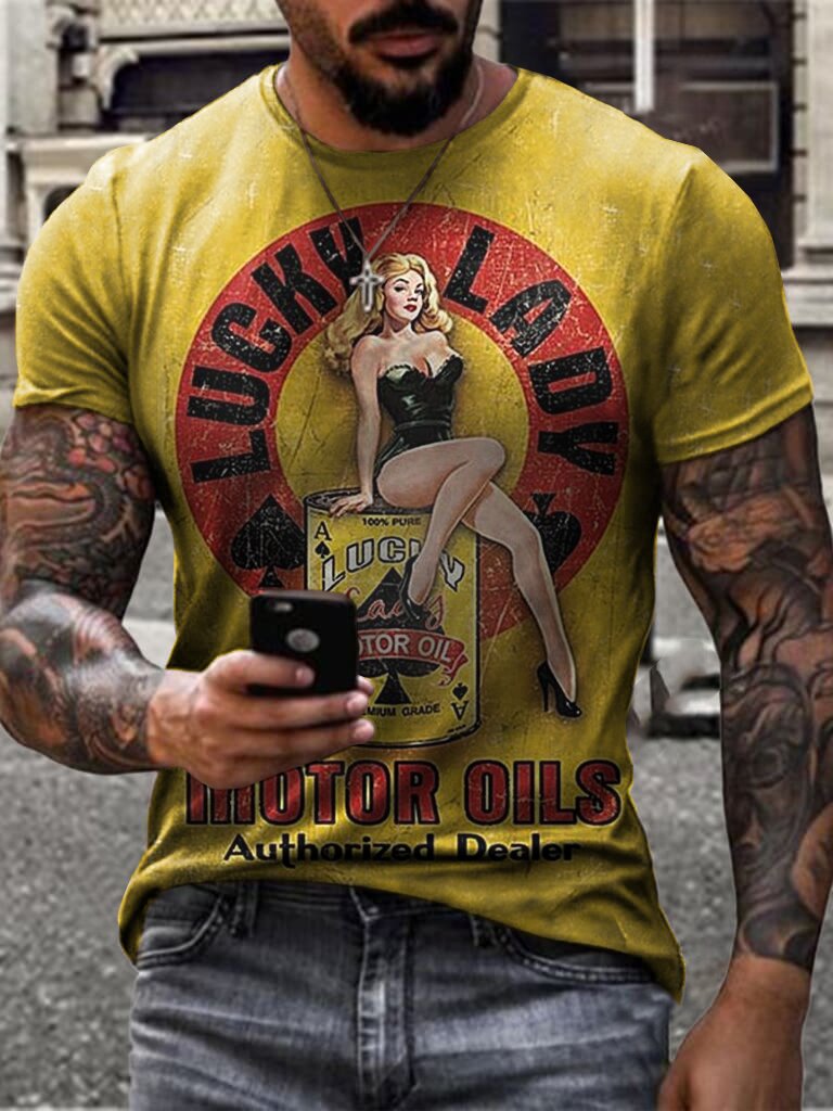 Higomore™ Retro Lucky Lady Printed T-shirt-Buy 2 Free Postage