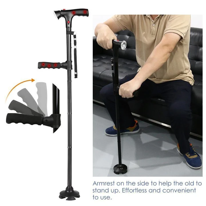 Self Standing Foldable Multi-functional Cane With 6 LED Lights